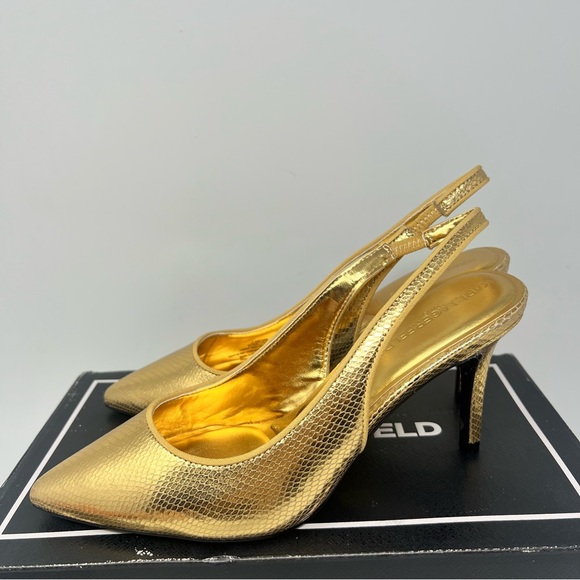 Karl Lagerfeld Gold Slingback Heels - Picture 6 of 10